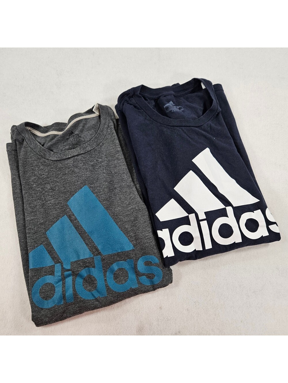Lot of 2 Adidas Mens 2XL T Shirts Navy Gray Logo Graphic Short Sleeve XXL